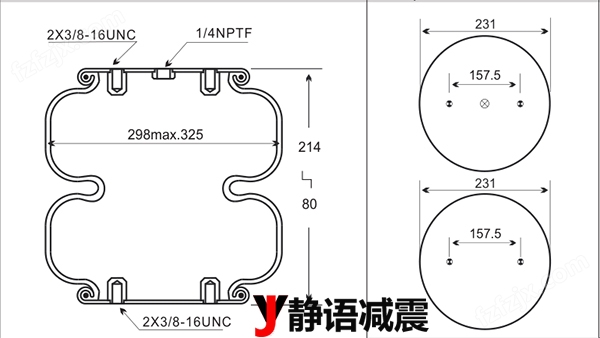 cd214-298双层空气气囊弹簧参数图